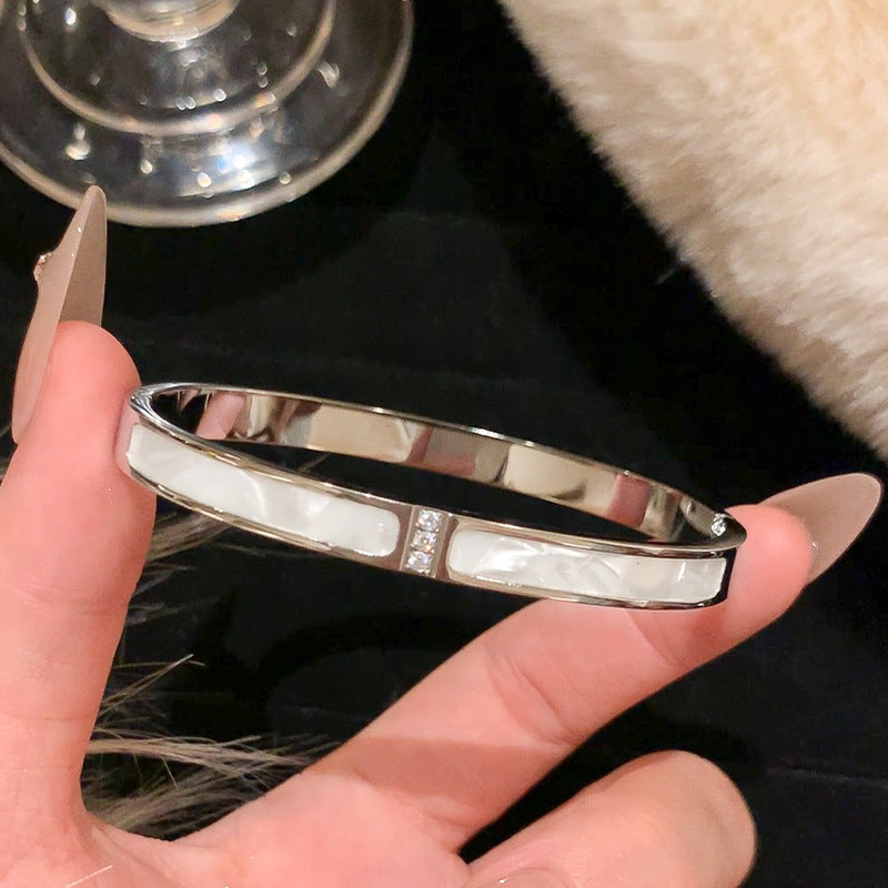 Titanium Steel Series Bracelet Inlaid with Zirconia