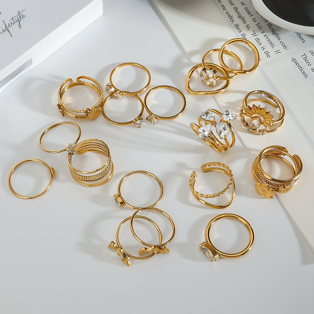 Titanium Steel Stackable Rings Set