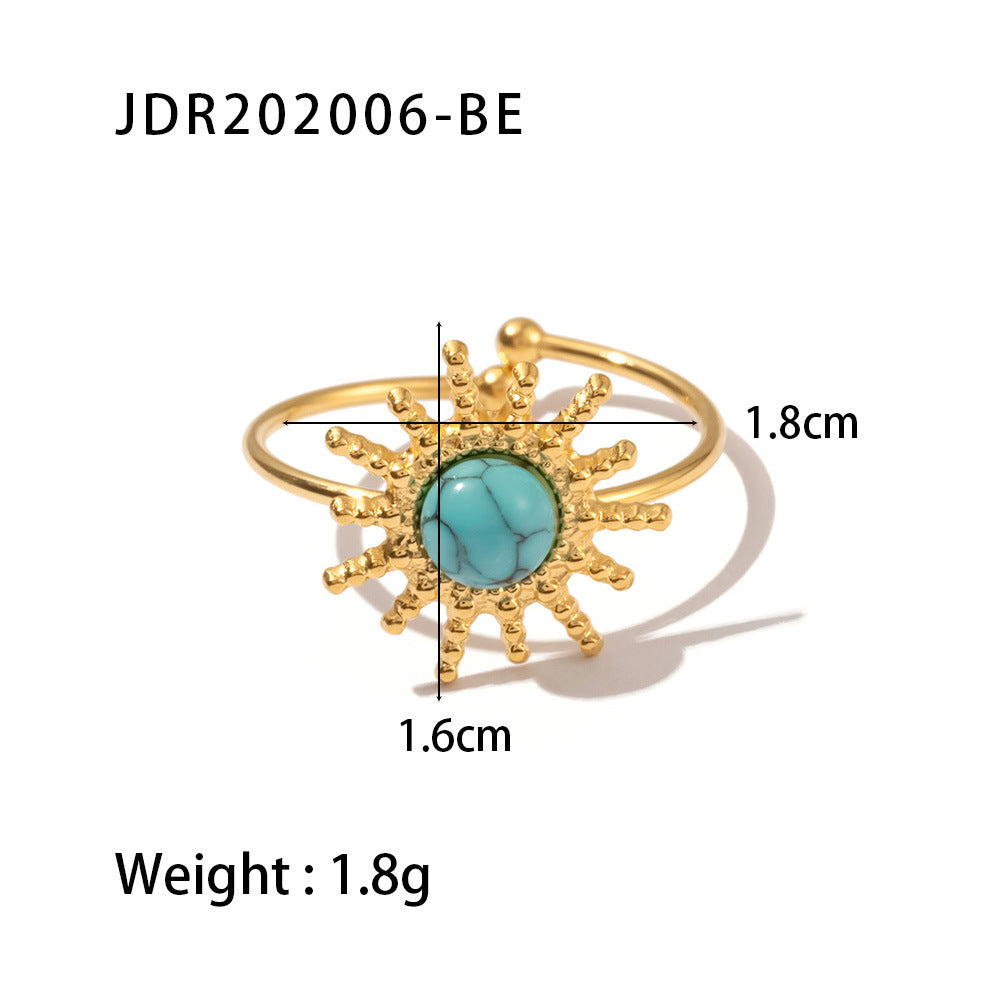 Titanium Steel Collection - French Vintage Natural Stone Open Ring