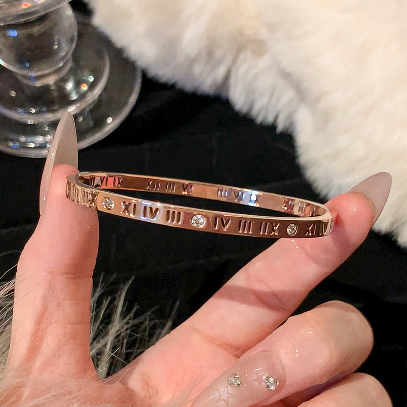 Titanium Steel Series Bracelet Inlaid with Zirconia