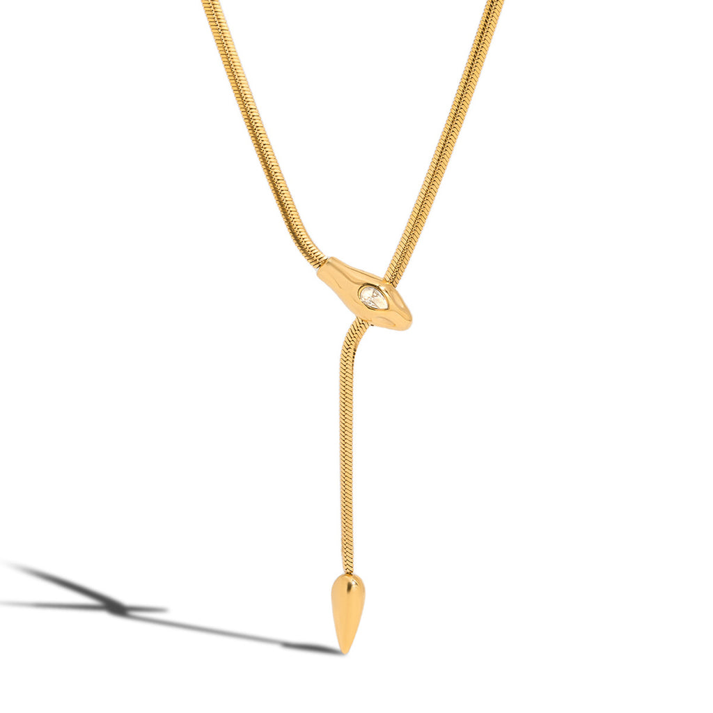 Titanium Steel Serpentine Necklace with Cubic Zirconia