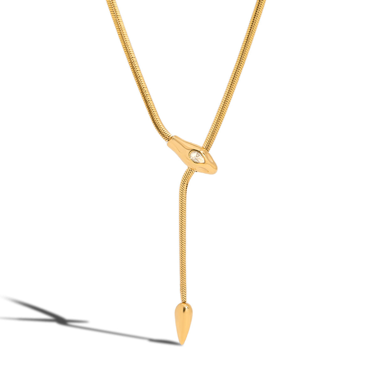 Titanium Steel Serpentine Necklace with Cubic Zirconia