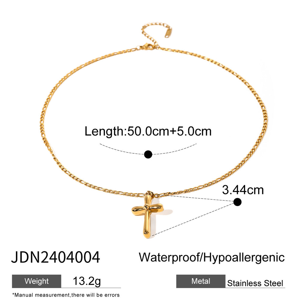 Religious Jewelry: 18K Gold Finished Stainless Steel Cross Chain
