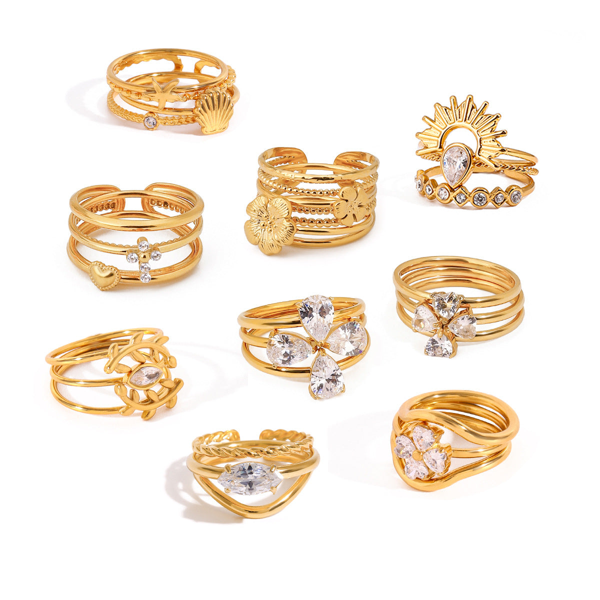 Titanium Steel Stackable Rings Set