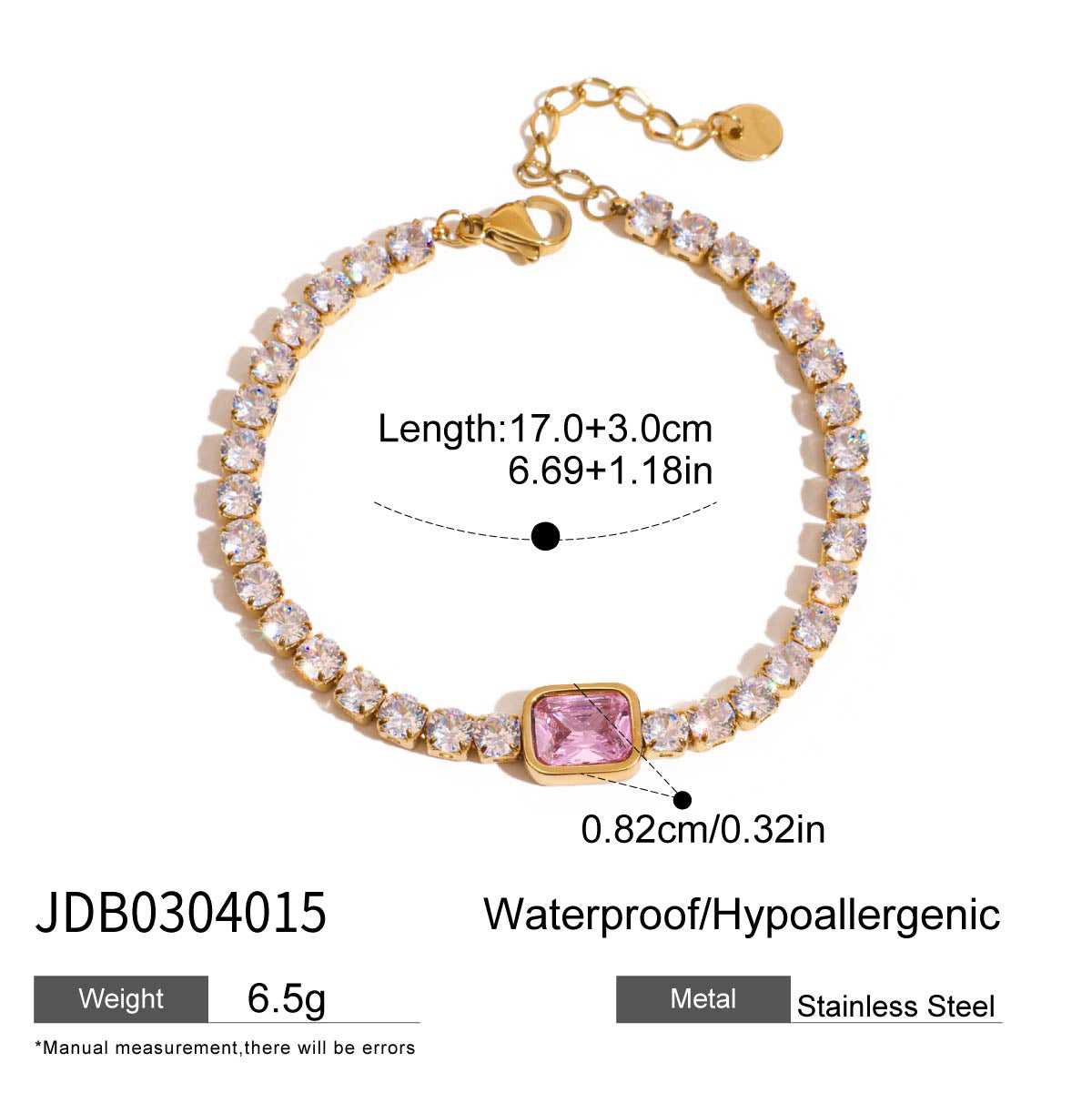 French Titanium Steel Series Zircon Bracelet