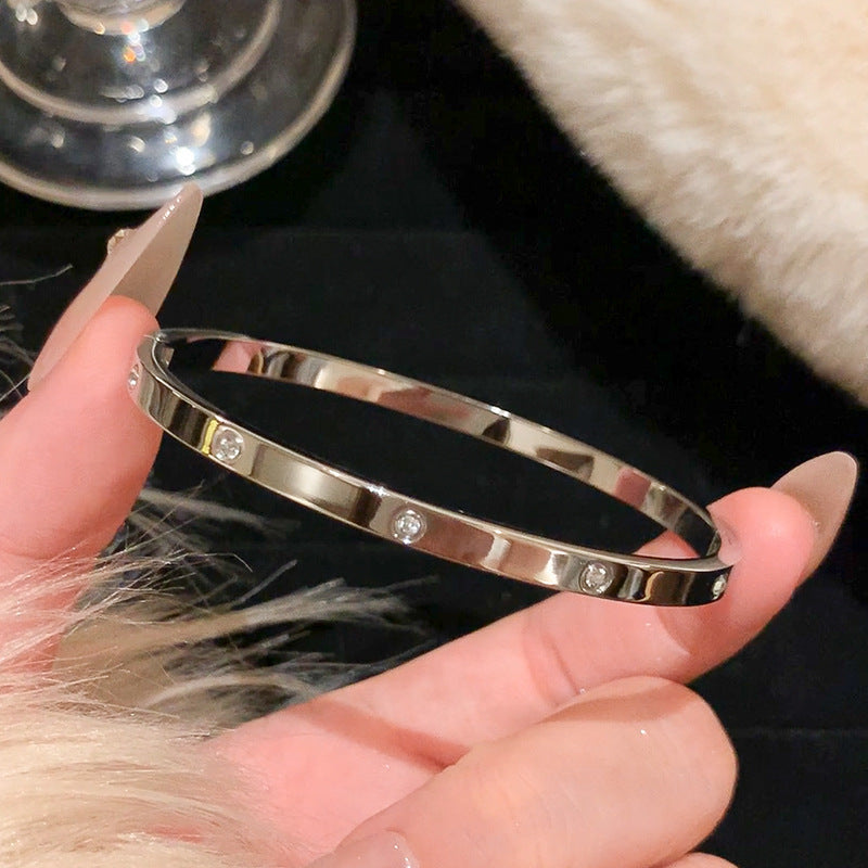 Titanium Steel Series Bracelet Inlaid with Zirconia