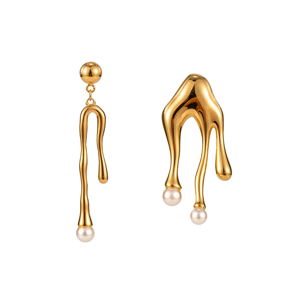Hypoallergenic Titanium Earrings with 18K Gold & Pearl Accents